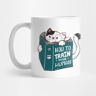 Cute cat read book how to train your human Mug